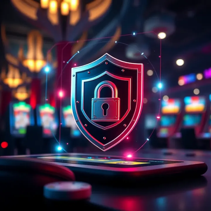 Secure online payment and safe gaming environment symbolized by a shield and digital lock
