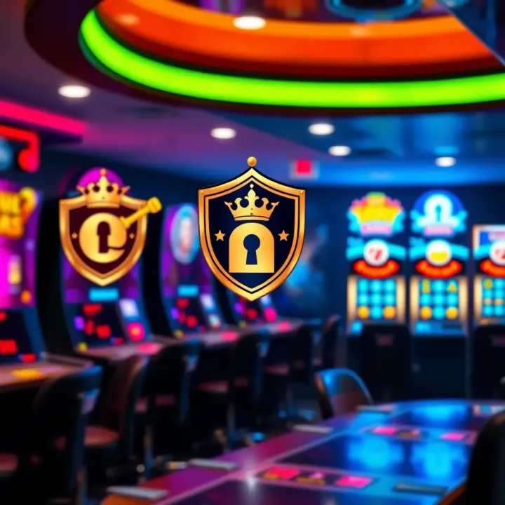 Secure online gaming environment with symbols representing safety and trust