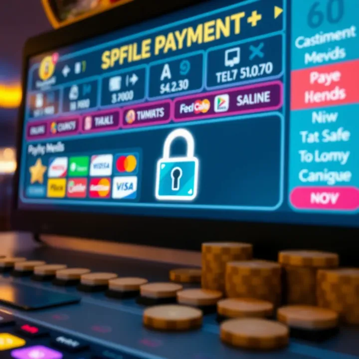 Digital payment methods and secure lock icon representing safe transactions on a gaming platform