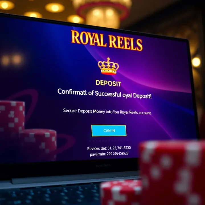 Confirmation of Successful Royal Reels Deposit Secure online transaction confirmation screen indicating a successful deposit to Royal Reels account