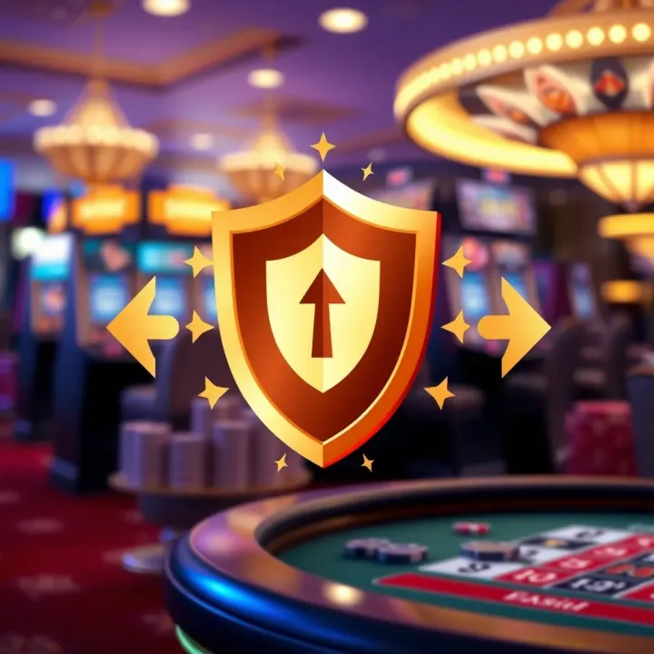 Safe and Efficient Withdrawal Transactions Illustration of smooth casino withdrawal with security shield and fast transaction symbols