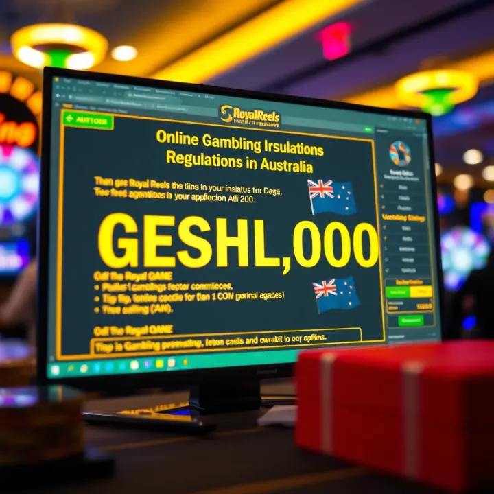 Illustration of a computer screen displaying online gambling regulations in Australia