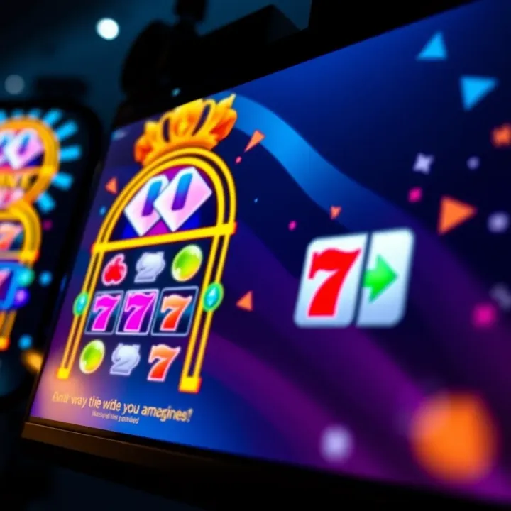 Colorful online pokies symbols glowing on a digital screen