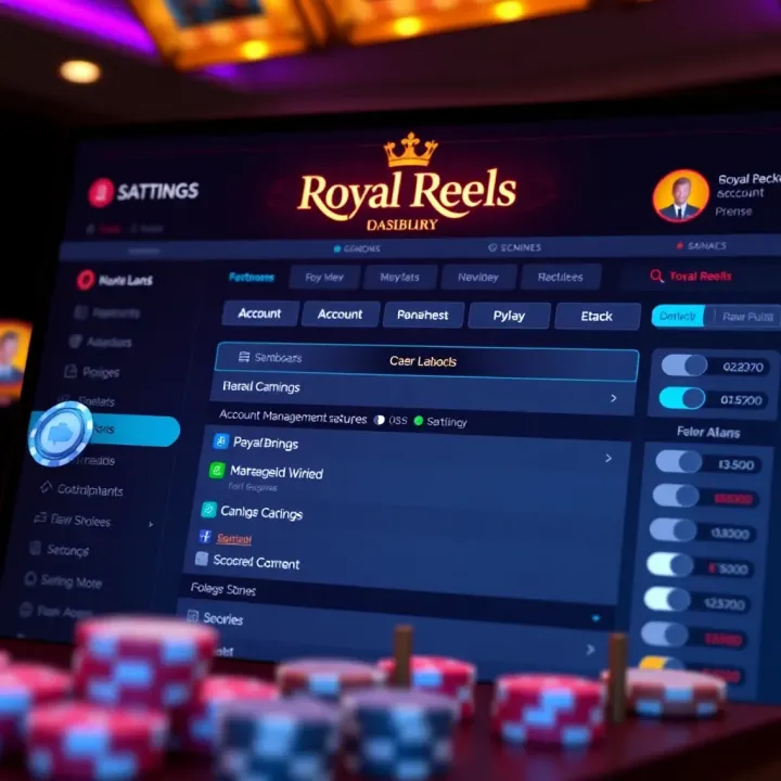 Royal Reels Account Management and Security Features User dashboard showing account management options and security settings