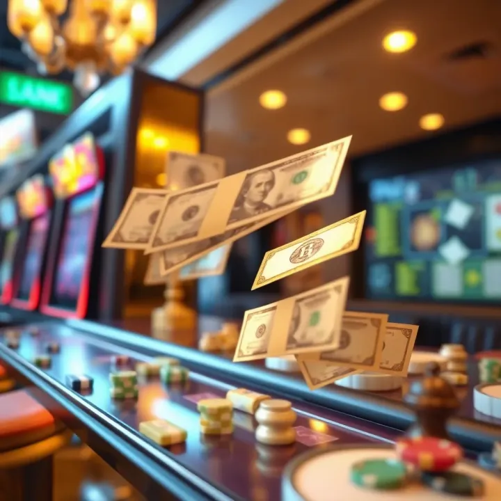 Illustration showing smooth and efficient payout transaction with casino funds moving swiftly to player's account