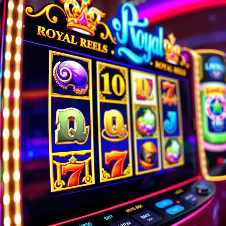 Royal Reels Slot Game Interface Highlighting Features and Symbols Colorful Royal Reels slot game interface showing vibrant symbols and reels