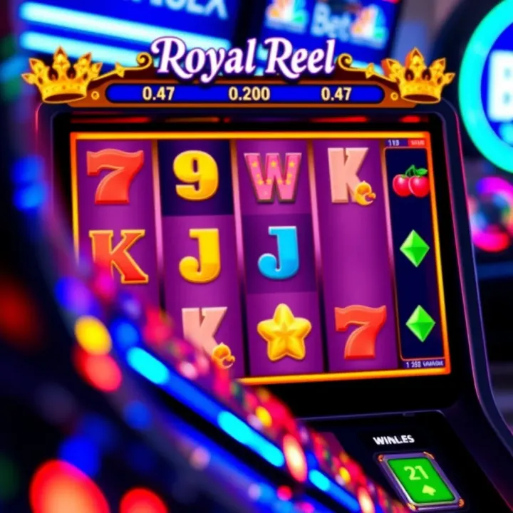 Royal Reels Gameplay Interface in Australia Colorful slot machine interface showing reels with various symbols and winning combinations