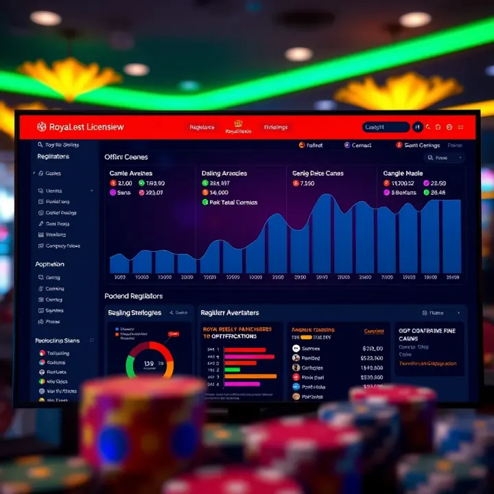 A digital dashboard showing online gaming platform licensing details and regulatory approvals