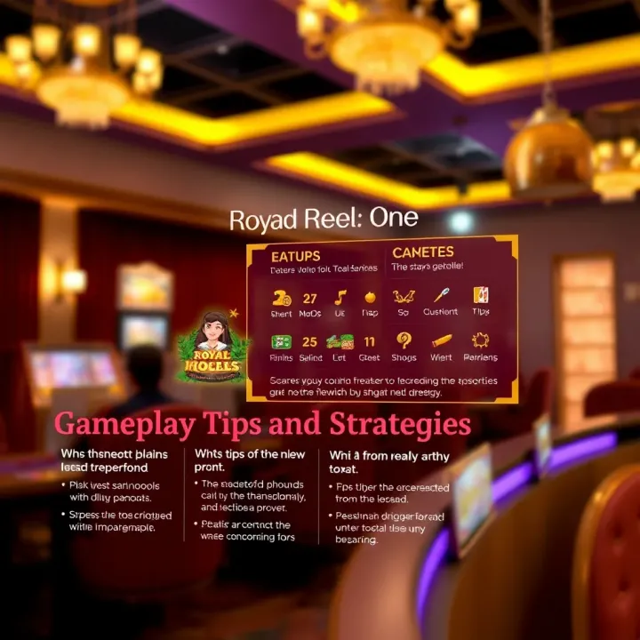 Gameplay Tips and Strategies for Royal Reels One Illustration of a player strategy guide highlighting tips and features to maximize gameplay rewards