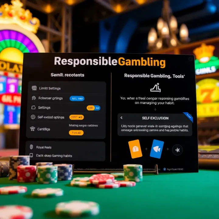 Responsible Gambling Tools for Managing Play at Royal Reels Visual representation of responsible gambling tools including limit settings and self-exclusion options for managing gaming habits