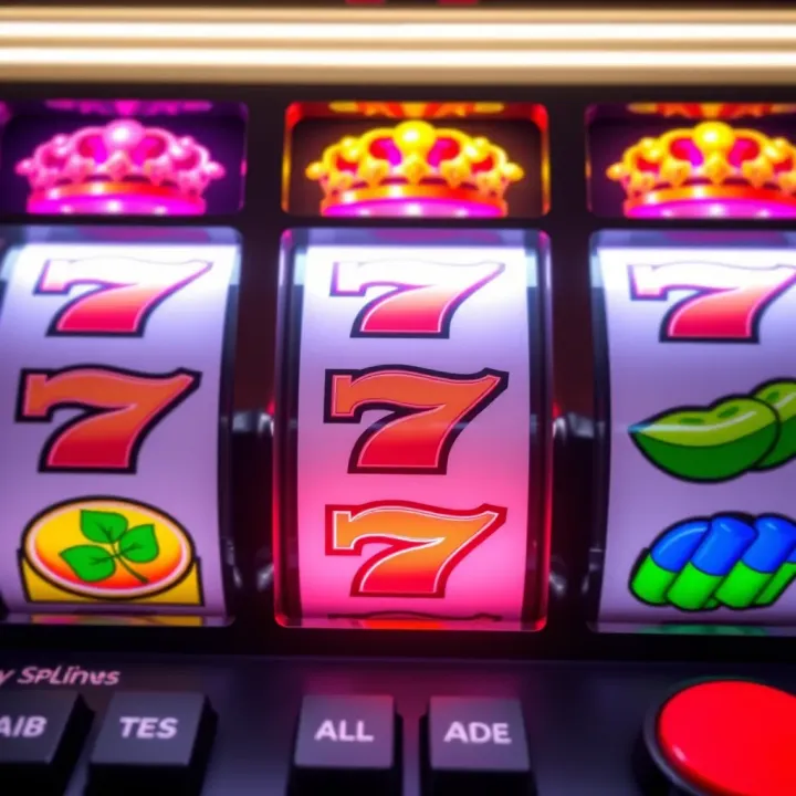 Slot machine reels displaying vibrant symbols with a winning combination highlighted
