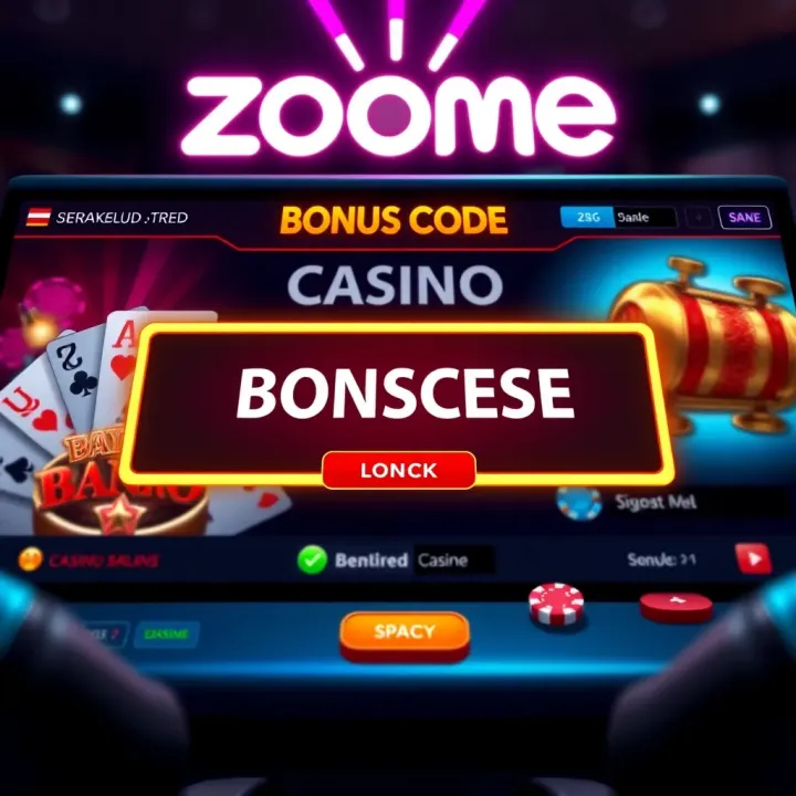 Unlocking Bonuses with Zoome Casino Bonus Codes Illustration of a digital casino interface showcasing bonus code entry and unlocking rewards